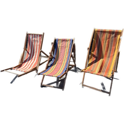 275 - Three vintage folding deck chairs