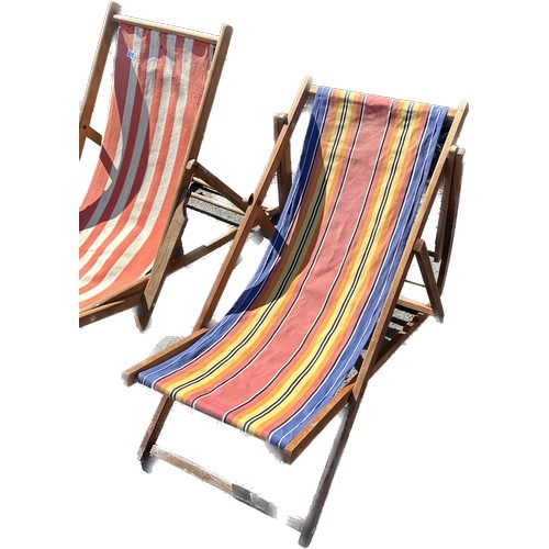 275 - Three vintage folding deck chairs