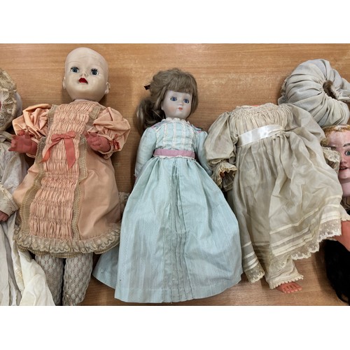 130 - Selection of vintage and later dolls includes German Bisque AM etc