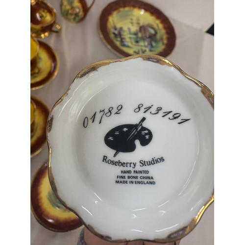 39 - Roseberry Studios vintage tea set, farm scene, items comprise of teapot, jug, sugar bowl, cake place... 