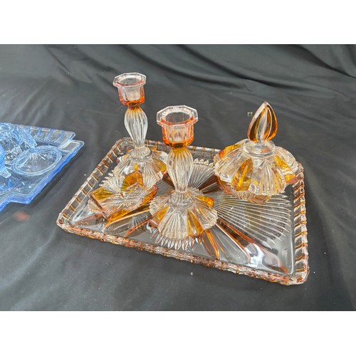 52 - Two vintage glass trinket sets
