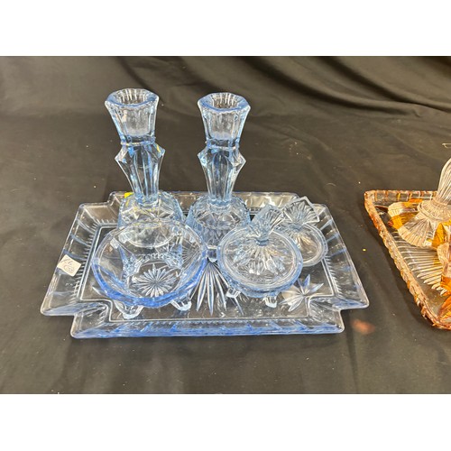 52 - Two vintage glass trinket sets