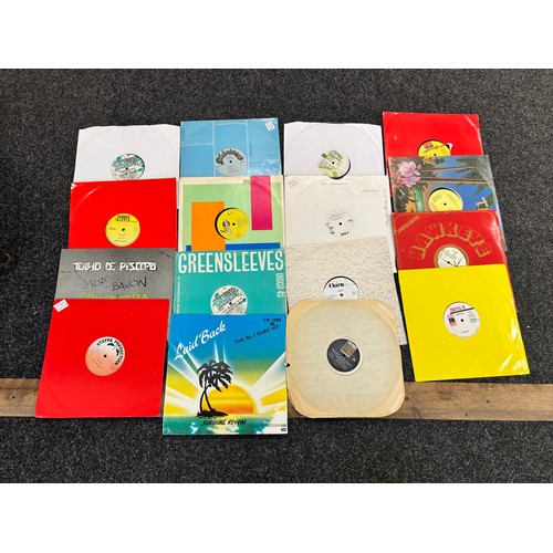 Selection of assorted records includes Sunshine Raggae, Dance music etc