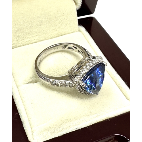 Boxed lLIANA 18ct White Gold Triangle Tanzanite and Diamond Cluster ...
