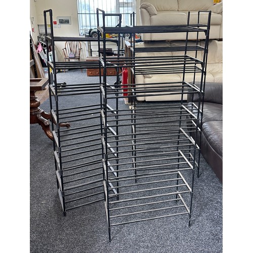 Three black storage racks overall height approximately 55 inches tall x ...