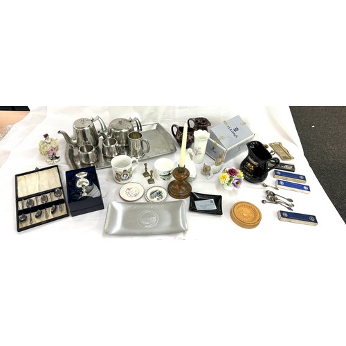 123 - Selection of miscellaneous to include  a stainless steel tea set, porcelain items, Nao, LLadro etc