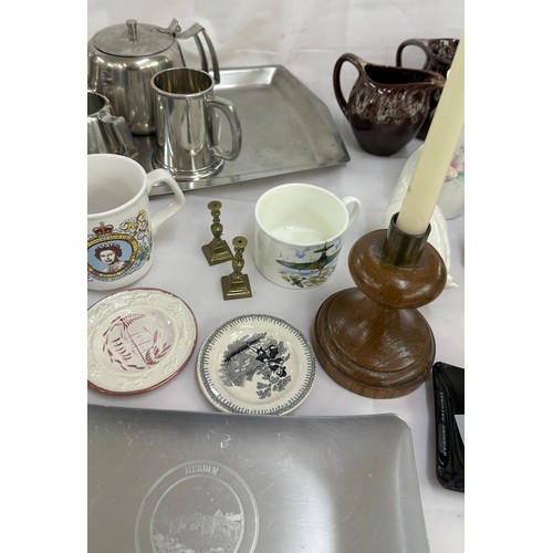 123 - Selection of miscellaneous to include  a stainless steel tea set, porcelain items, Nao, LLadro etc