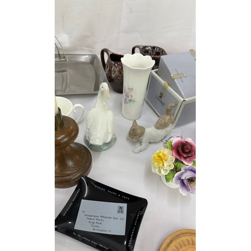 123 - Selection of miscellaneous to include  a stainless steel tea set, porcelain items, Nao, LLadro etc