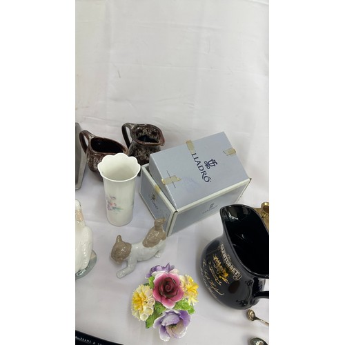 123 - Selection of miscellaneous to include  a stainless steel tea set, porcelain items, Nao, LLadro etc