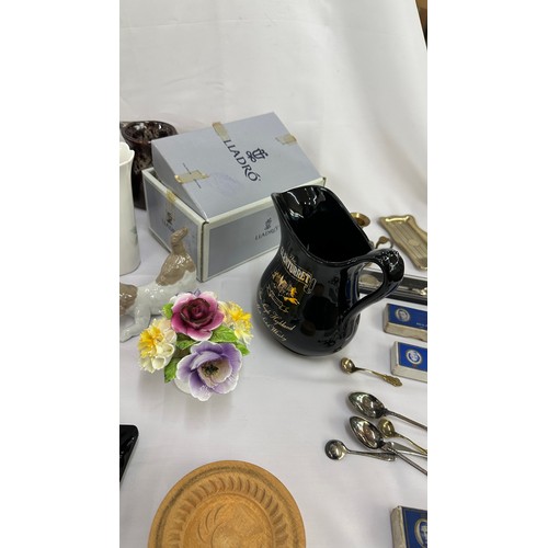 123 - Selection of miscellaneous to include  a stainless steel tea set, porcelain items, Nao, LLadro etc