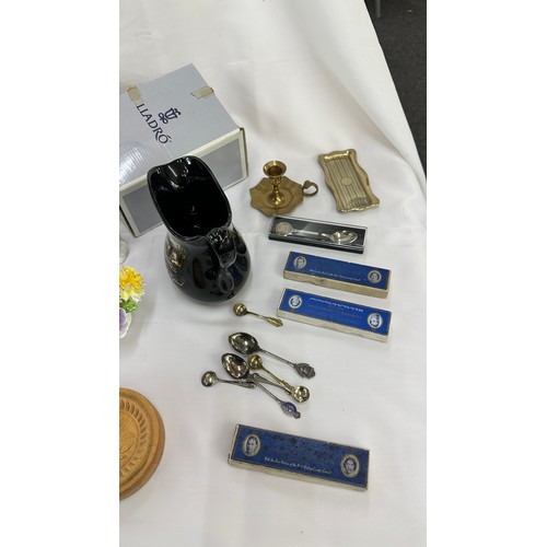 123 - Selection of miscellaneous to include  a stainless steel tea set, porcelain items, Nao, LLadro etc