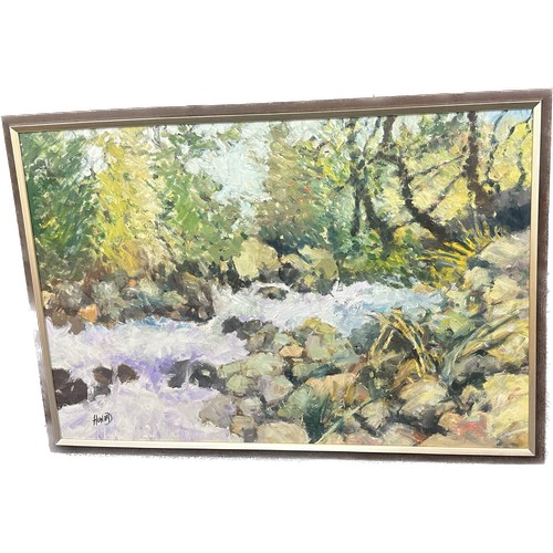 150 - Framed original painting signed ' Howard' measures approximately 38 inches wide x 26 tall