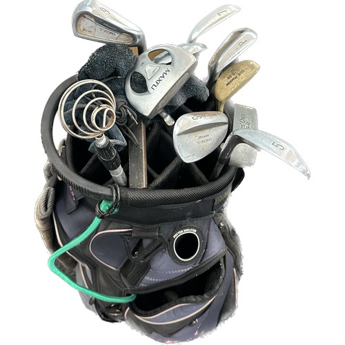 212 - Selection of assorted golf clubs and bag