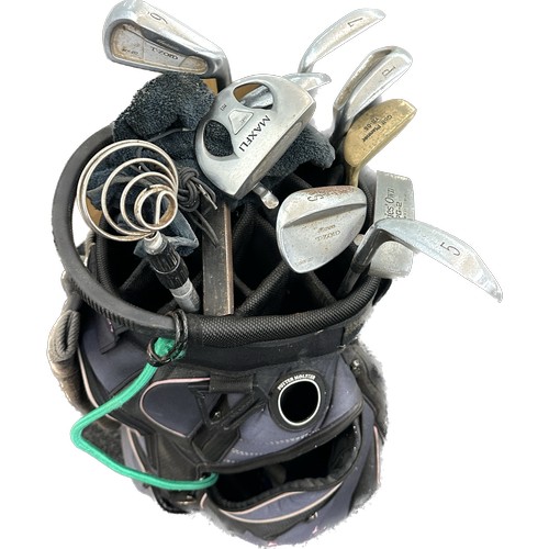 212 - Selection of assorted golf clubs and bag