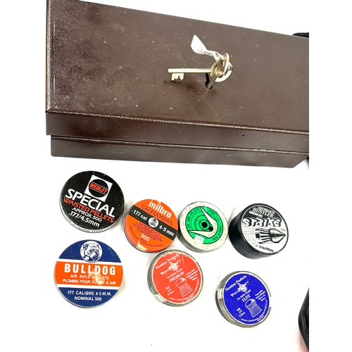 194 - 7 X tins collectors .177 air rifle pellets, Milbro, Webley, bull dog, howitzer, etc, some part full ... 