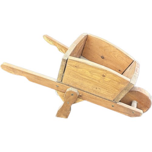 122 - Small Wooden wheel barrow, 28 inches long 13 inches tall