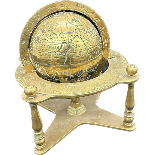 112 - Vintage heavy brass globe 30cm by 18 cm