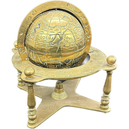 112 - Vintage heavy brass globe 30cm by 18 cm