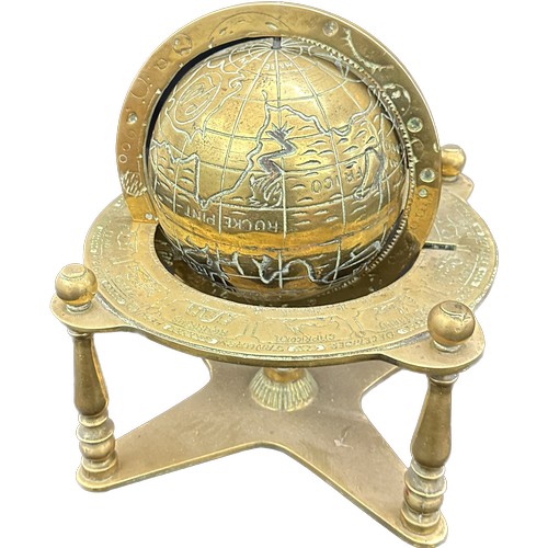 112 - Vintage heavy brass globe 30cm by 18 cm