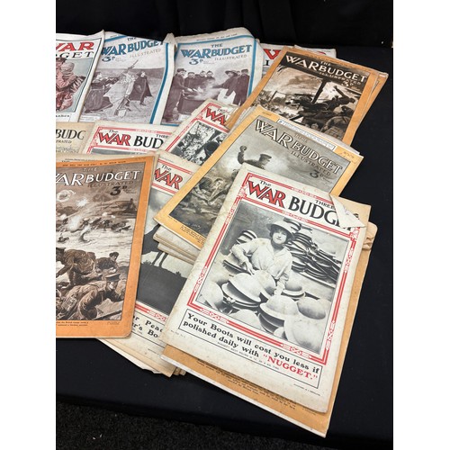 144 - A collection of 'The War Budget' magazine:, dating between 1915 and 1916, also several copies of 'Wa... 
