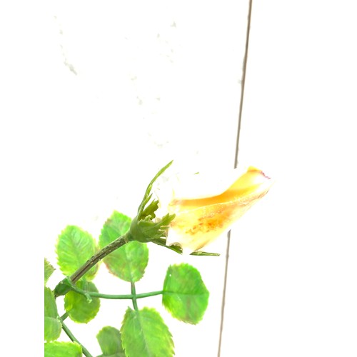 113 - Vintage glazed vase with shell roses