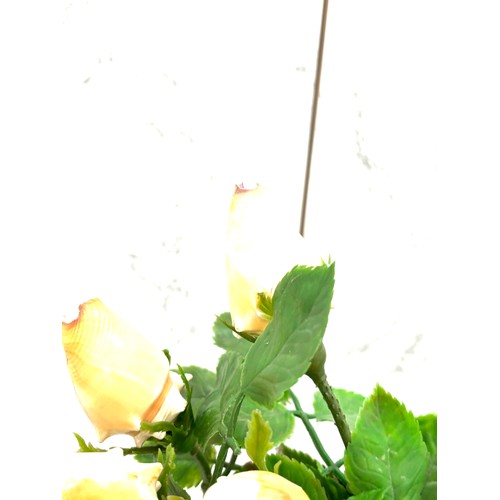 113 - Vintage glazed vase with shell roses