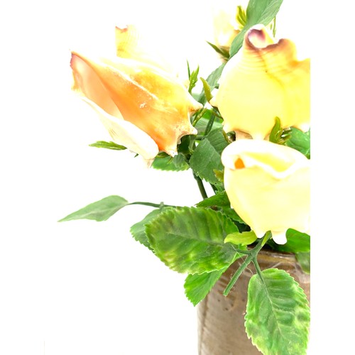 113 - Vintage glazed vase with shell roses