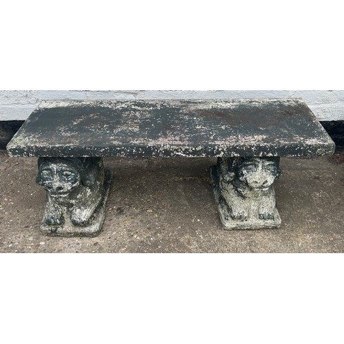 101A - 3 piece faux concrete dog garden bench 16.5