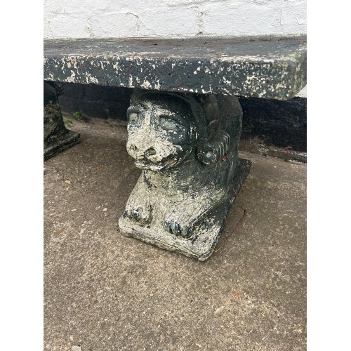 101A - 3 piece faux concrete dog garden bench 16.5