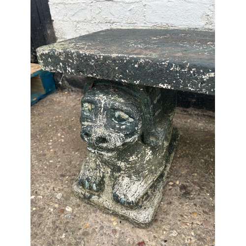 101A - 3 piece faux concrete dog garden bench 16.5