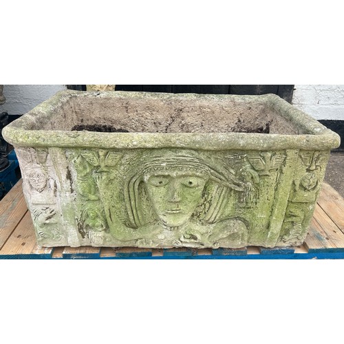 100X - Antique Aztec garden trough, Height 13.5 inches, length 31.5 inches, depth 20 inches