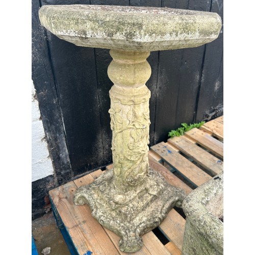 100W - Concrete bird bath, overall height 27.5 inches