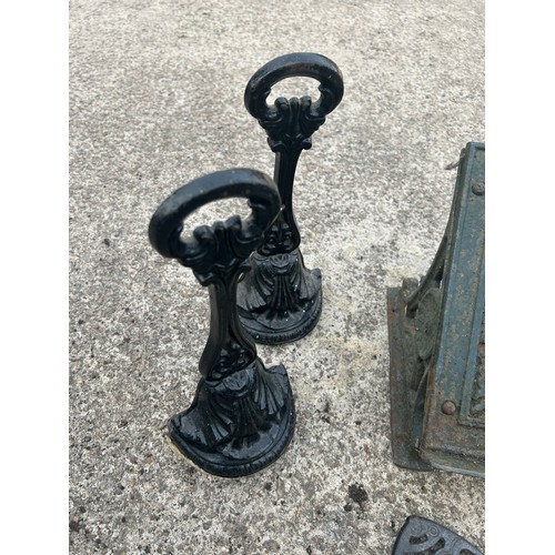 101D - Metal Lectern, 4 door stops ( includes pair marked Kenrick) and 3 trivets
