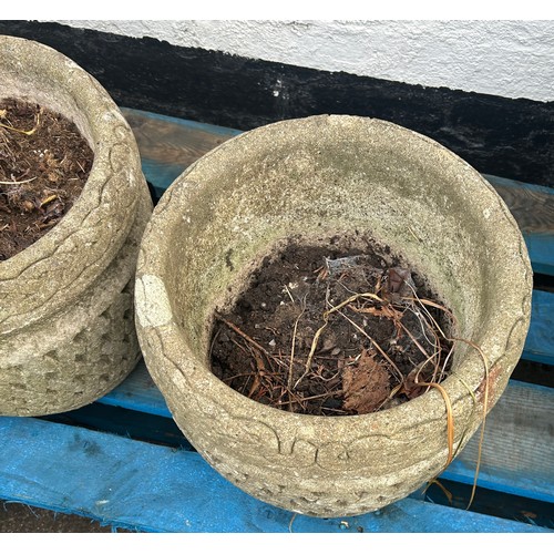 100U - 2 Concrete garden planters, tallest is 11 inches tall