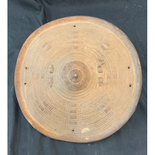120 - Warrior tribal shield approximately 13 inches in diameter