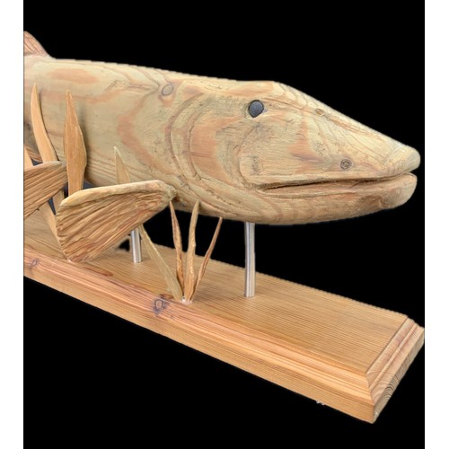 Wooden hand carved pike, approximate measurements: length 22 inches ...