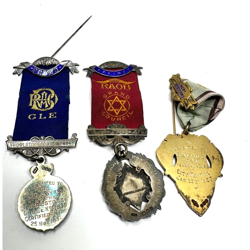314 - 3 hallmarked silver order of the buffaloes medals /jewels weight 90g