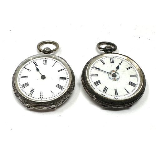 331 - 2 antique silver fob watches both are ticking
