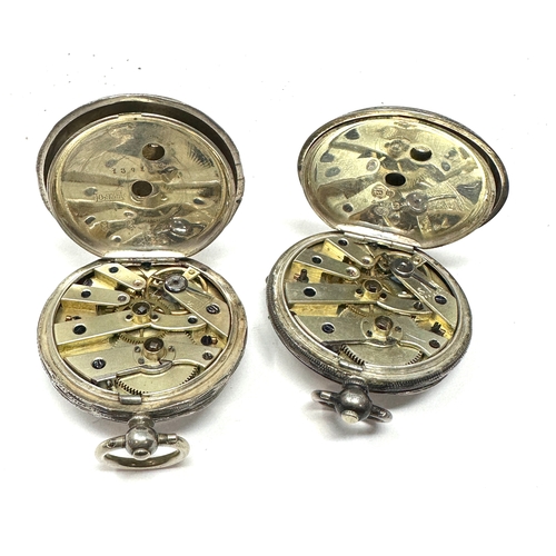 331 - 2 antique silver fob watches both are ticking