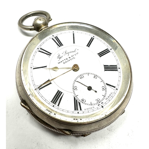 333 - Antique silver open face pocket watch the signal watts & co bristol the watch winds and ticks comes ... 