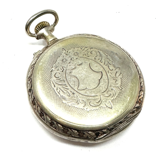334 - Antique silver open face pocket watch the watch is ticking