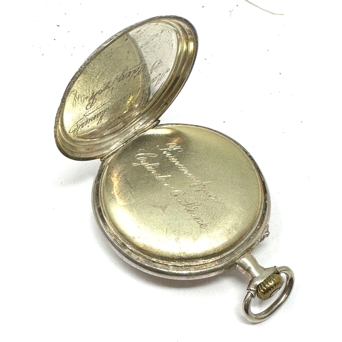 334 - Antique silver open face pocket watch the watch is ticking