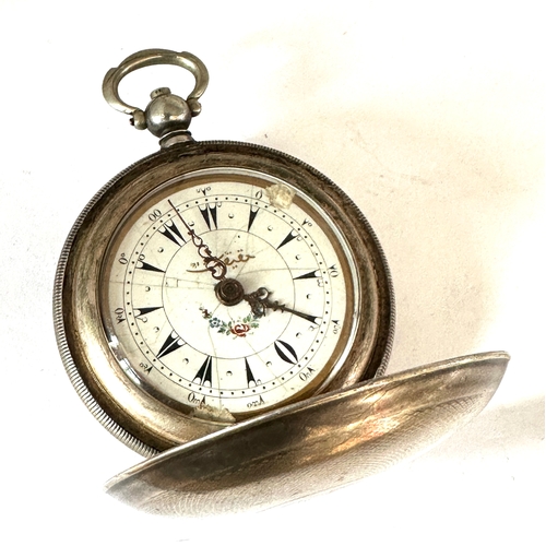 335 - Antique Turkish Market silver key wind full hunter pocket watch with subsidiary seconds dial: The si... 