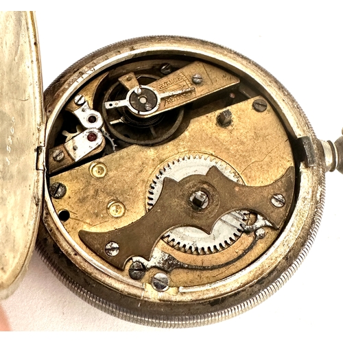 335 - Antique Turkish Market silver key wind full hunter pocket watch with subsidiary seconds dial: The si... 