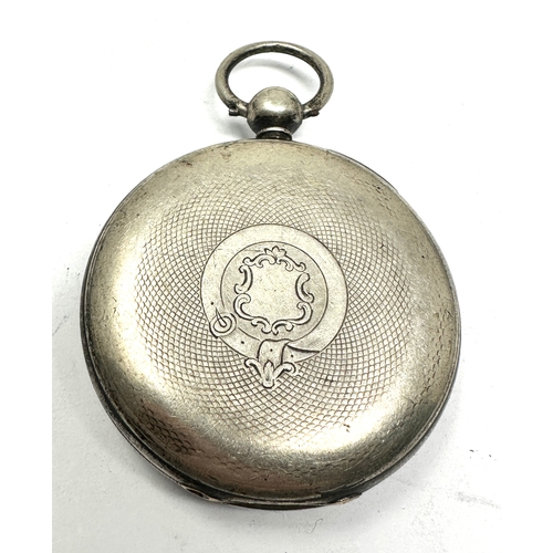336 - Antique silver open face pocket  watch balance spins not ticking