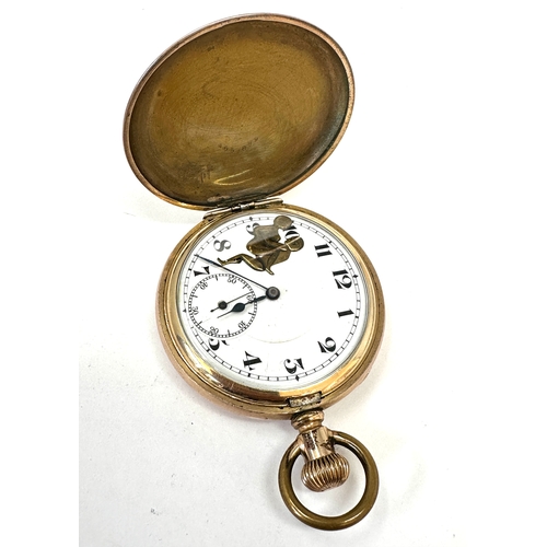 337 - gold plated erotic automated full hunter pocket watch with erotic automats the watch is ticking