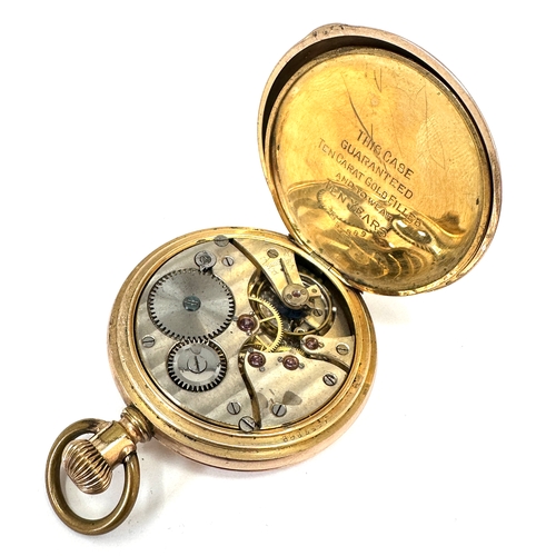 337 - gold plated erotic automated full hunter pocket watch with erotic automats the watch is ticking