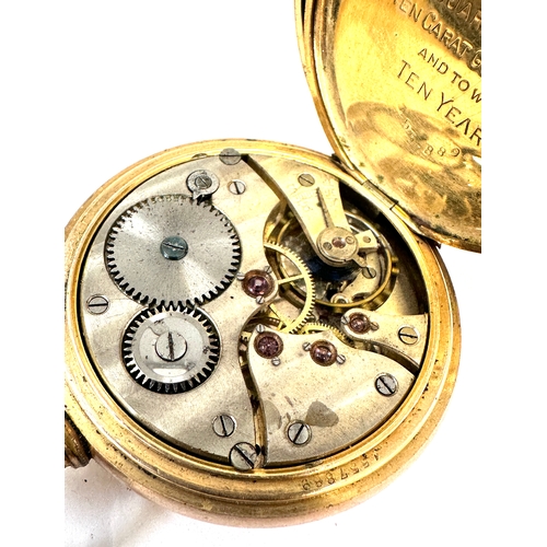 337 - gold plated erotic automated full hunter pocket watch with erotic automats the watch is ticking