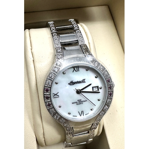 340 - Old new stock Boxed Ladies ingersoll gems watch Boxed with cards new condition will need new battery