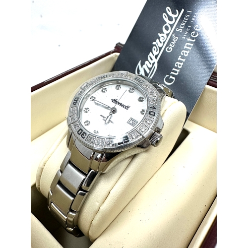 341 - Old new stock Boxed ladies ingersoll gems watch Boxed with cards new condition will need new battery